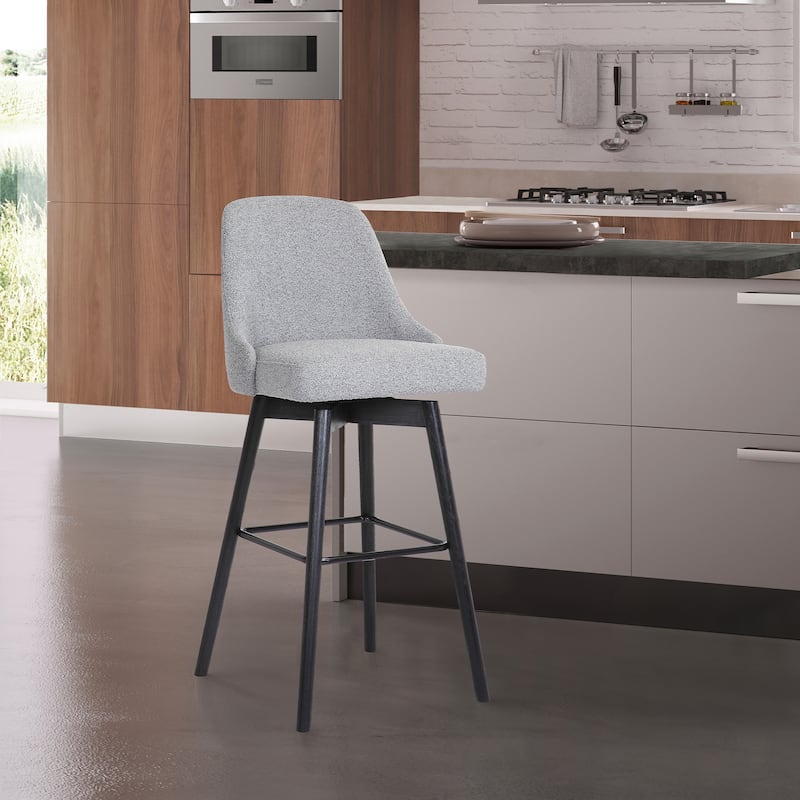 Sicily Faux Leather or Fabric Upholstered Swivel Counter or Bar Stool - Light Grey/Black - Counter Height