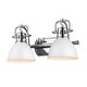 preview thumbnail 21 of 56, Duncan 2-Light Bath Vanity Chrome with Matte White Shades