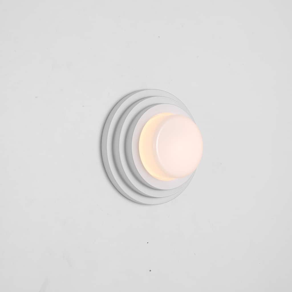 11.8" W Modern Minimalist White Cake-Shaped Tiered Milk Glass Shade Wall Light for Bedroom, Hallways