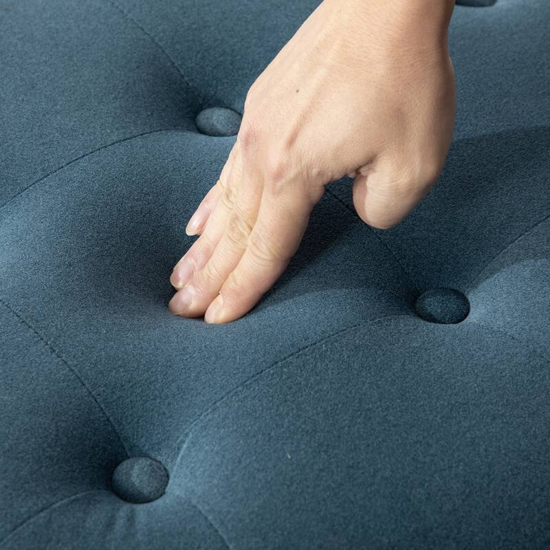 Fabric Storage Ottoman with Reversible Lid and Buckle Design Footstool