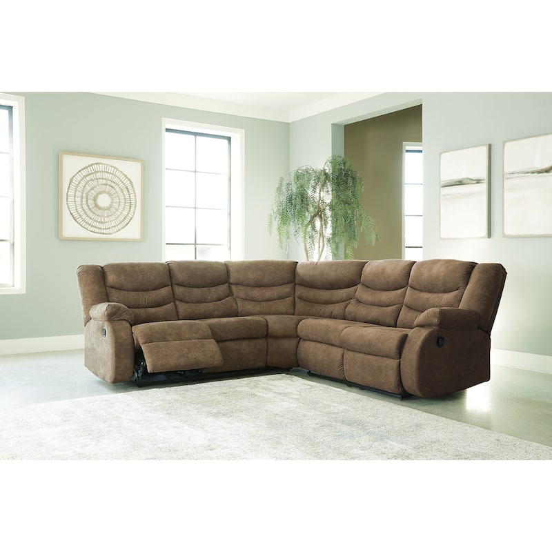 Signature Design by Ashley Partymate 2-Piece Reclining Sectional - 99"W x 99"D x 40"H - Brown