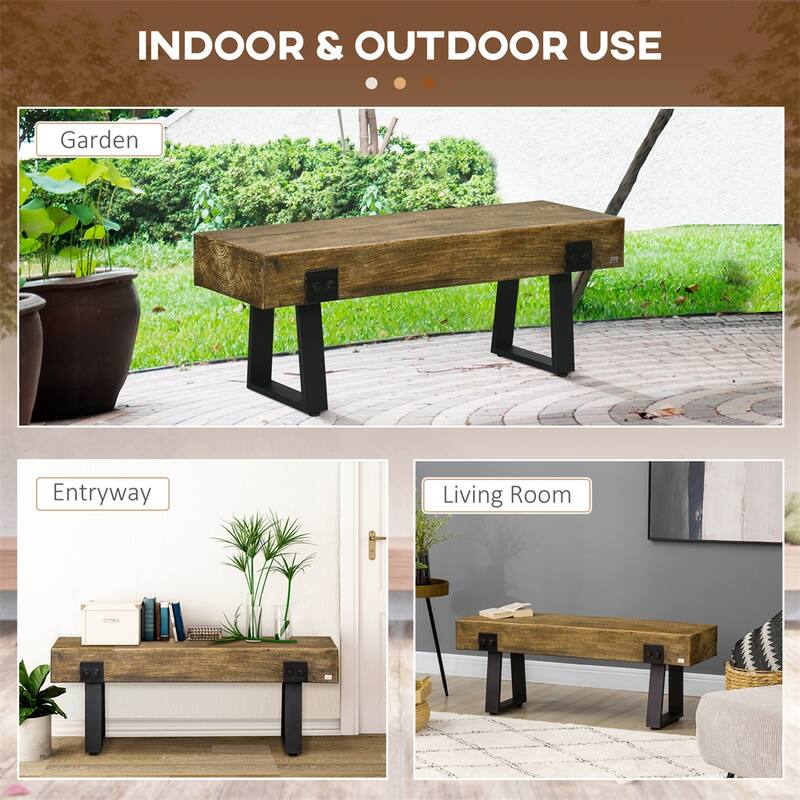 Garden Bench with Metal Legs, Entryway Bench, End of Bed Bench