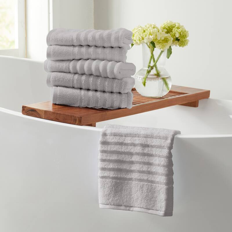 Linery & Co. Combed Cotton Bath Towel Set - Hand Towel (Pack of 6) - Light Grey