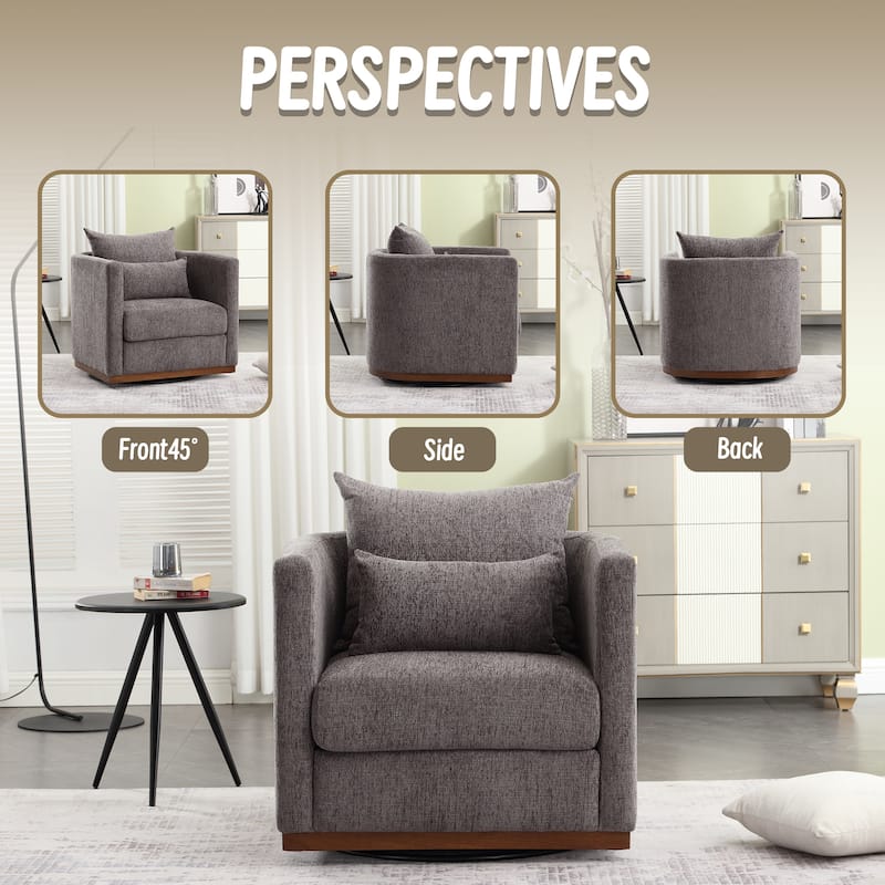 Modern 31.5" Chenille Upholstered 360° Swivel Accent Chair with Sturdy Hardwood Frame for Living Room