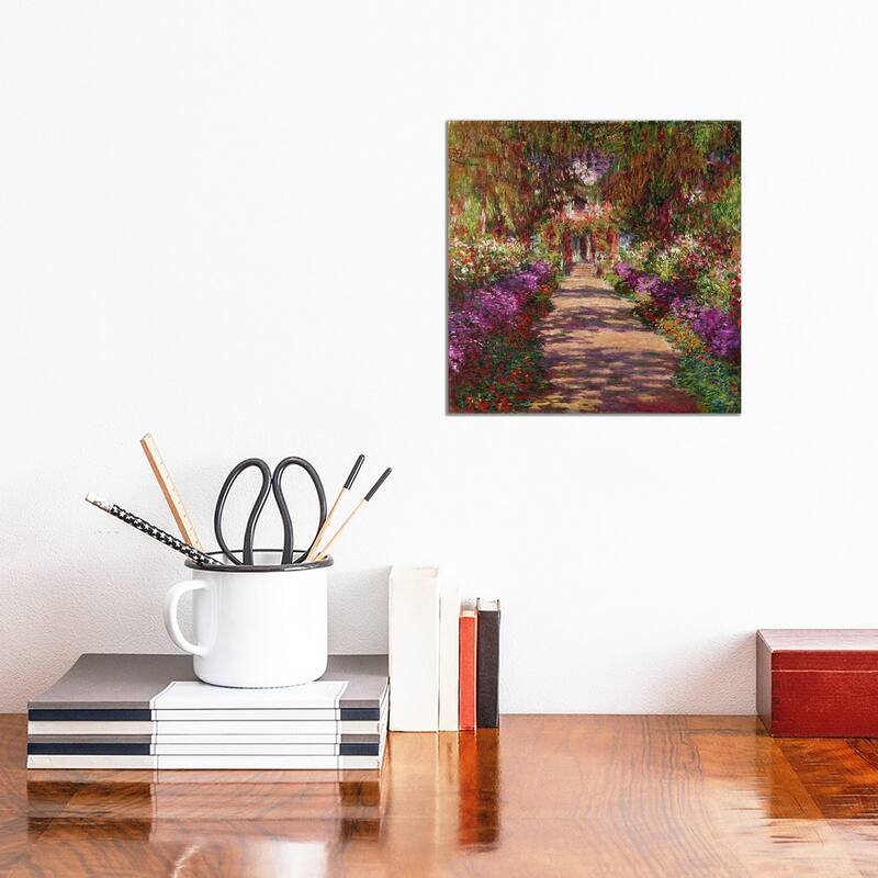 iCanvas "A Pathway in Monet's Garden, Giverny, 1902" by Claude Monet Canvas Print - 12x12x0.75