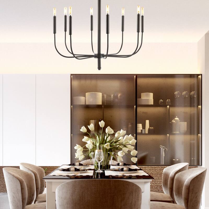 Collier 27.25" 8-Light Modern Mid-Century Iron LED Chandelier, by JONATHAN Y