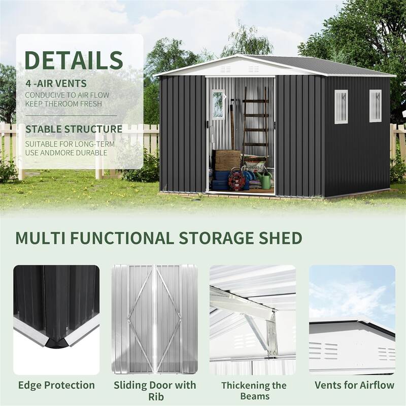 12FTx10FT Outdoor Storage Garden Shed With 4 Windows