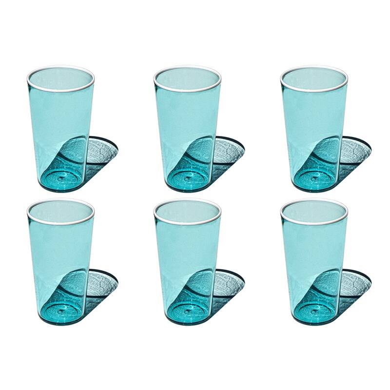 Abode Homewares Contrast Acrylic Drinking Glass - Set of 6 - Turquoise - 21.6 oz