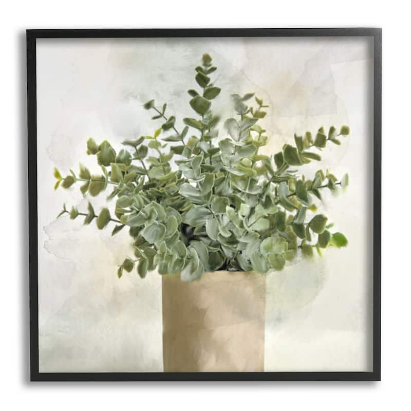 Stupell Potted Herbal Plant Vase Dense Green Leaves Framed Wall Art, Design by Kim Allen - 12 x 12 - Black