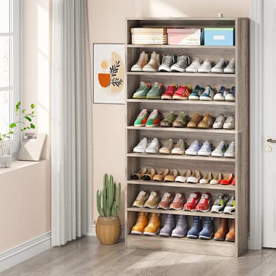 9 Tiers 40-45 Pairs Heavy Duty Wood Freestanding Shoe Storage Cabinet