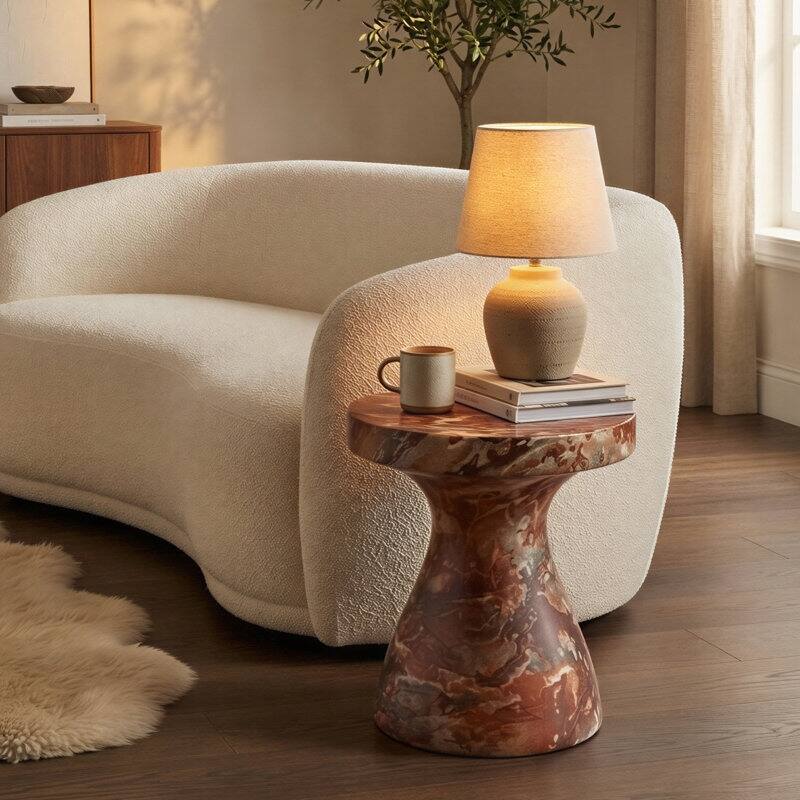 Studio London Monia Stylish Indoor and Outdoor Faux Marble End Table