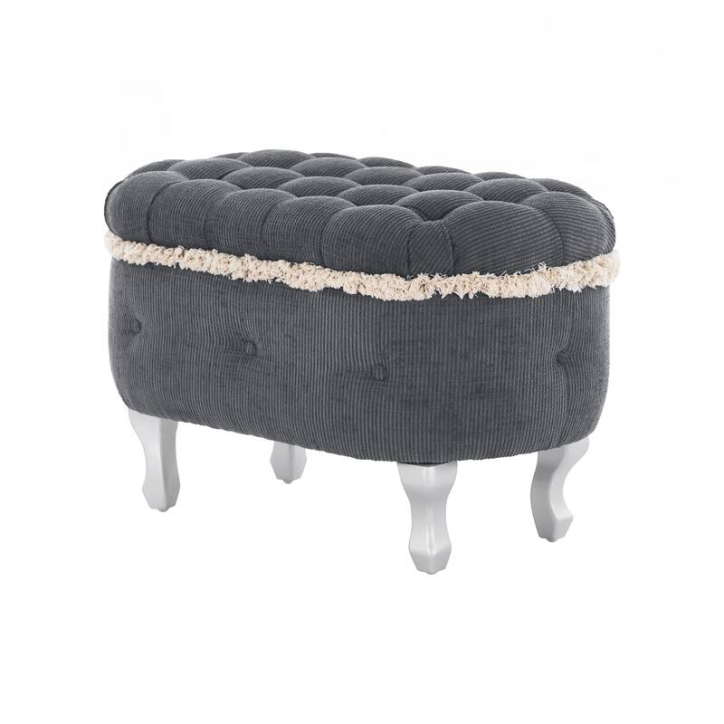 Storage Benches, End of Bed Bench with Button-Tufted - Grey
