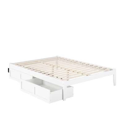 Queen Bed with USB Ports & Storage - Seaside Serenity - White Finish - 81.5"L x 60.25"W