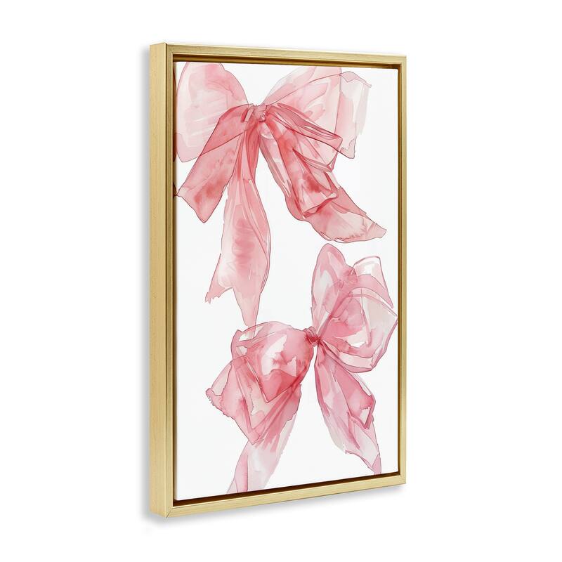 Stupell Sheer Pastel Pink Bows Framed Floater Canvas Wall Art Design By LSR Design Studio
