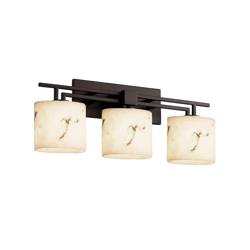 Justice Design LumenAria Aero 3-light Dark Bronze Bath Bar, Faux Alabaster Oval Shade