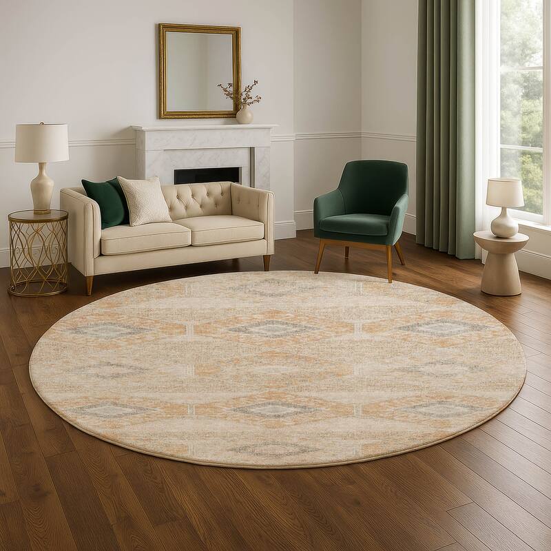 Premium Washable Super Soft Modern Global Mayfield Rug - Copper - 8' x 8'