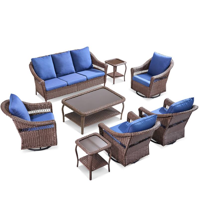 Pocassy Sofa Swivel Chair, Ottoman Patio Funiture Set