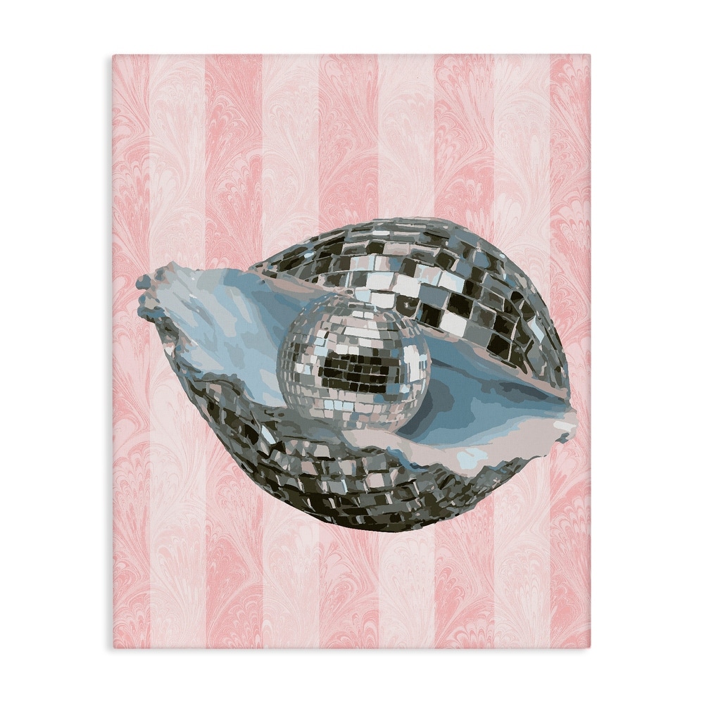 Stupell Disco Oyster on Stripes Canvas Wall Art Design By Lil' Rue