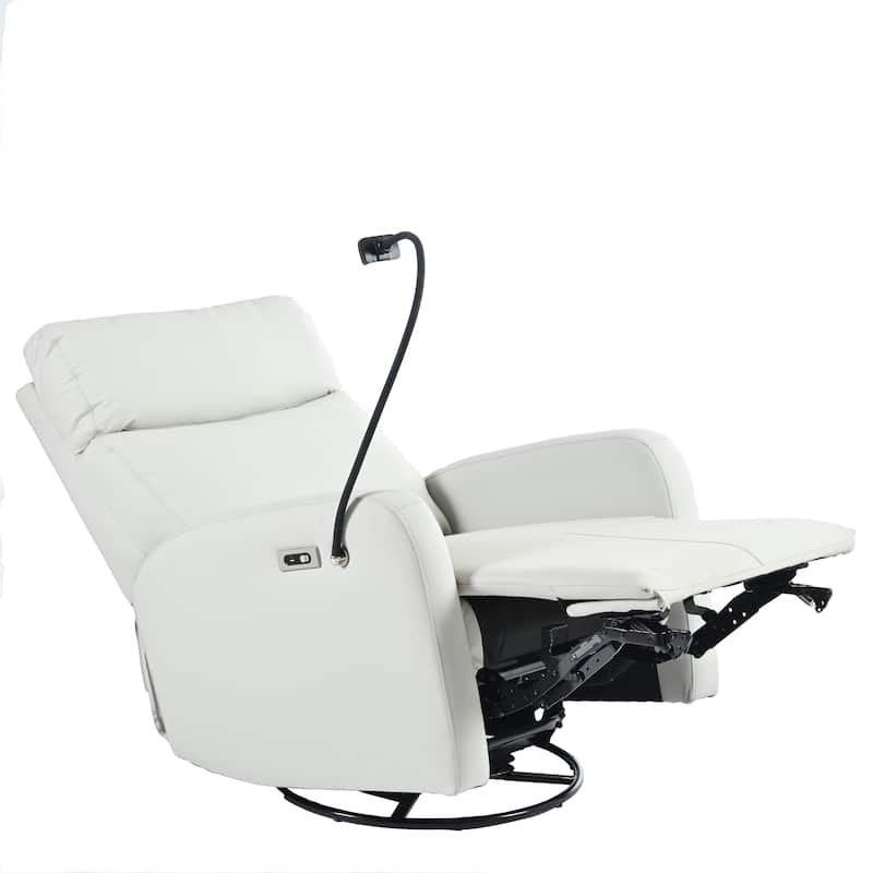 PU Power Swivel Recliner Chair with 270° Rotation, Electric 95-160° Recline and Dual USB Ports - 330lb Capacity