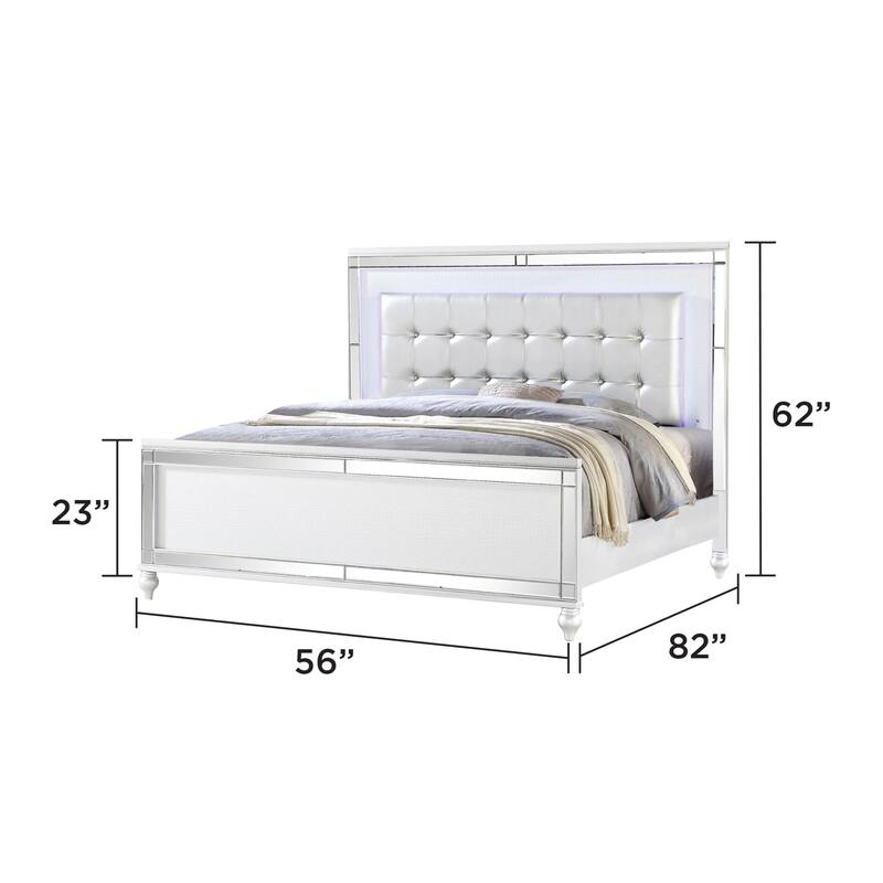 Sterling 4PC/5PC Contemporary Bedroom Set with Mirror Accents and LED Enhancements