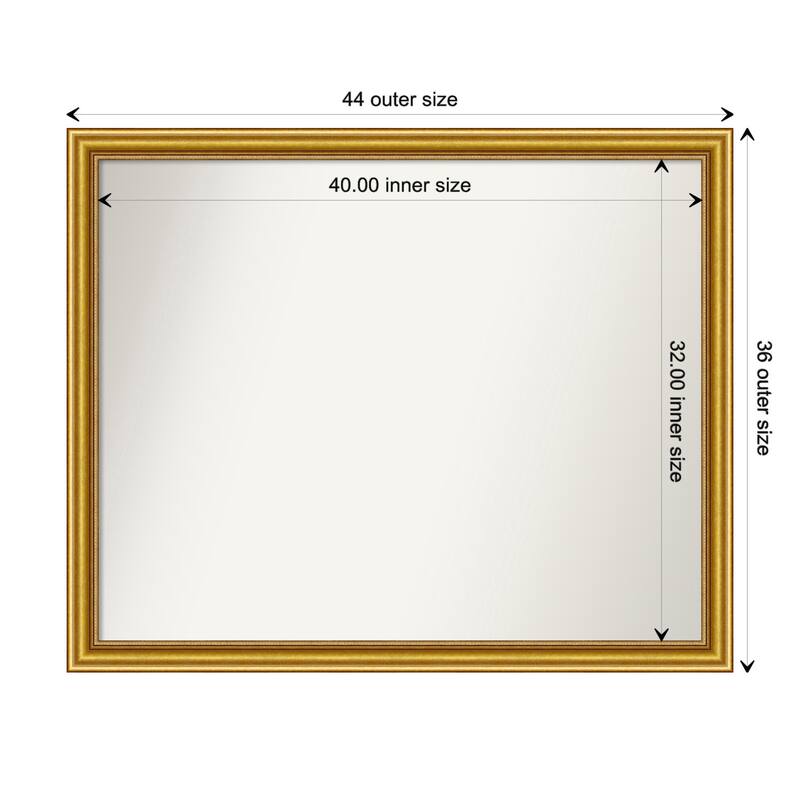 Townhouse Gold Framed Non-Beveled Custom Wall Mirror, Bathroom Vanity Mirror - Outer Size: 43.75 x 35.75