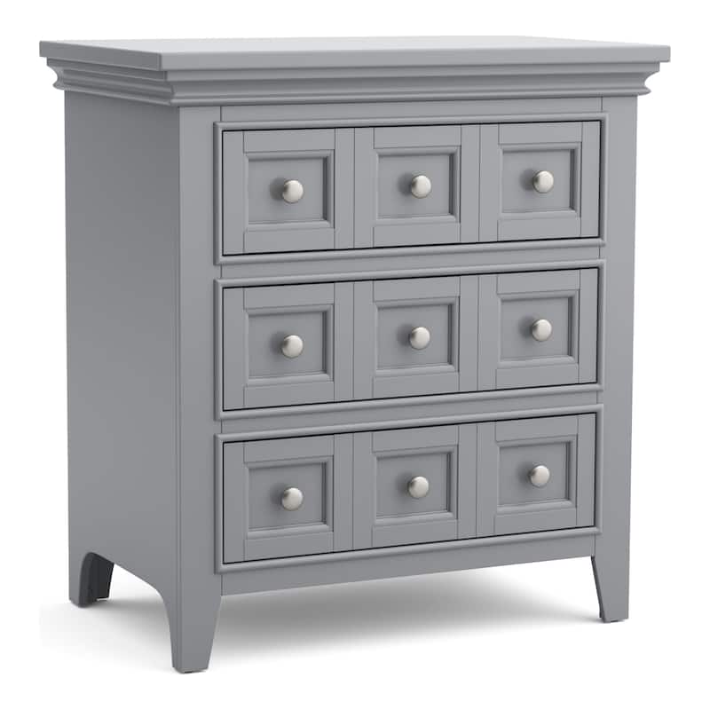 Saer Transitional Grey Wood 3-Drawer Nightstand by Furniture of America