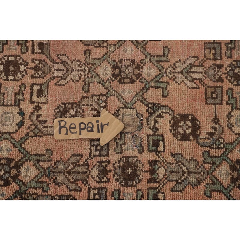 Distressed Hamedan Persian Vintage Runner Rug Handmade Wool Carpet - 3'4" x 9'8"