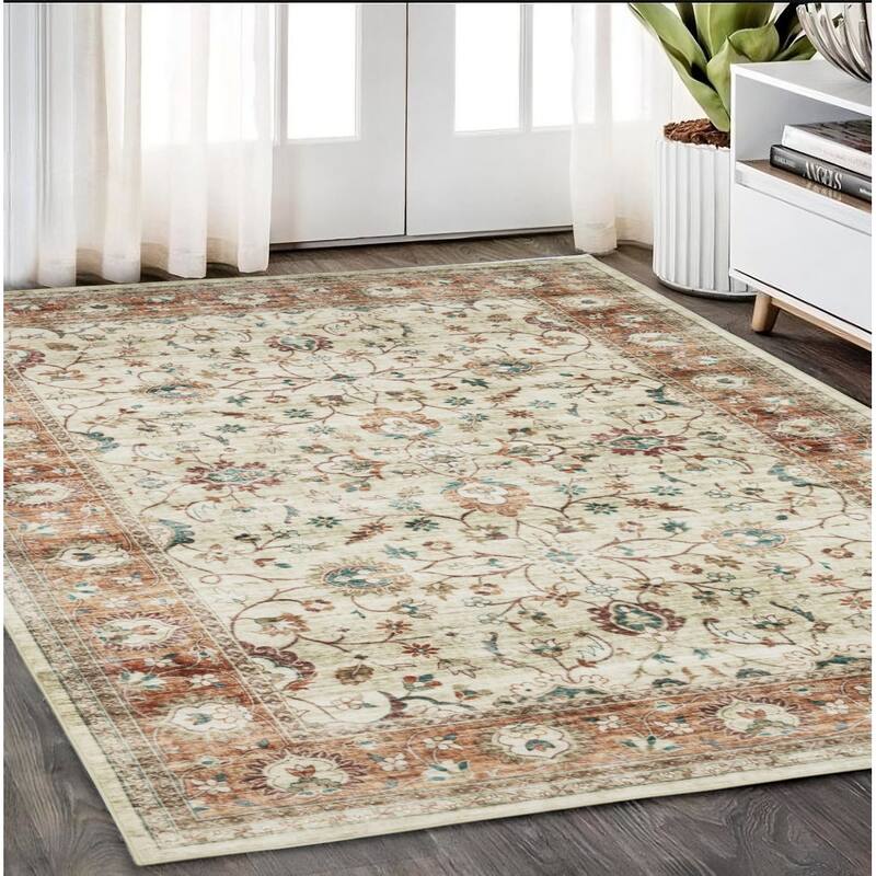 HomeRootsOriental Traditional Runner Area Rug - 83.86' X '59.84' X '0.12 - Rust/Ivory