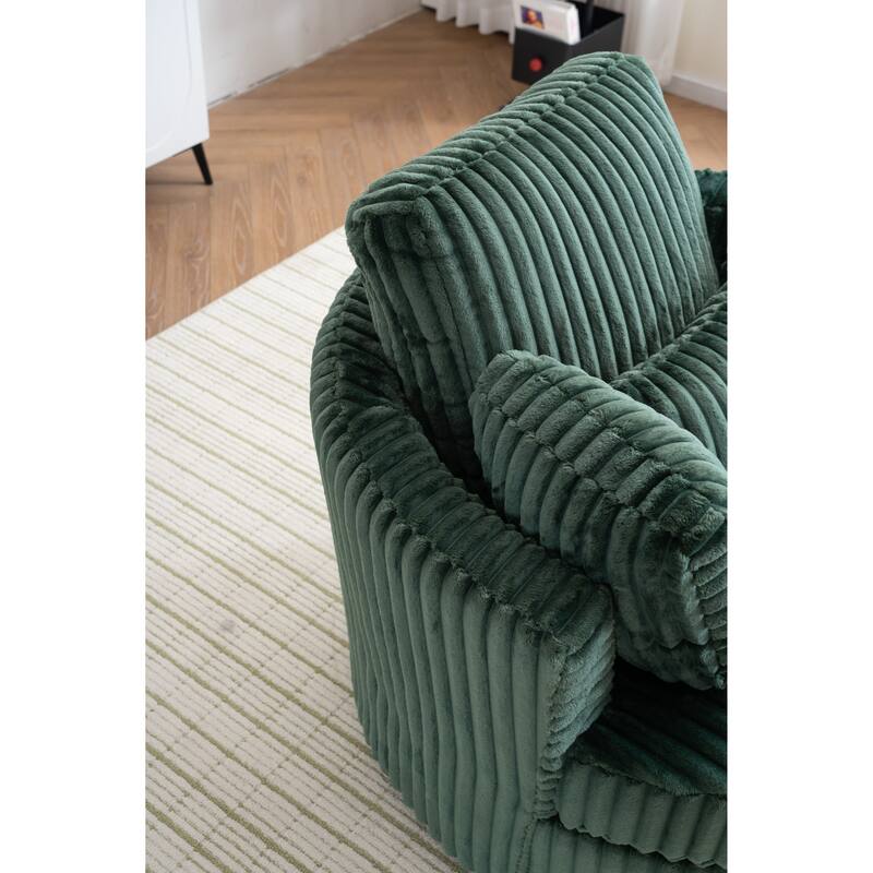 Corduroy 360° Swivel Barrel Chair with 4 Pillows and 400lb Weight Capacity