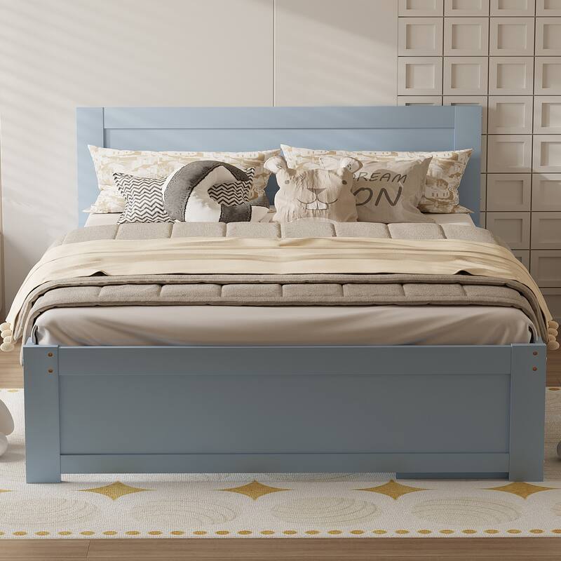 Full Size Wooden Platform Bed Frame with Drawer and Two Shelves, Ample Storage and Space-Saving Design, Bedroom Furniture