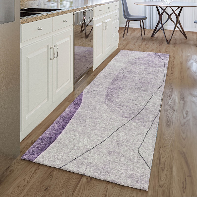 Premium Washable Super Soft Contemporary Mayfield Rug - Purple - 2' 3" x 7' 6" - Runner