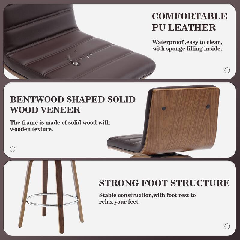 Faux Leather Upholstered Swivel Bar Stools, Counter Stool
