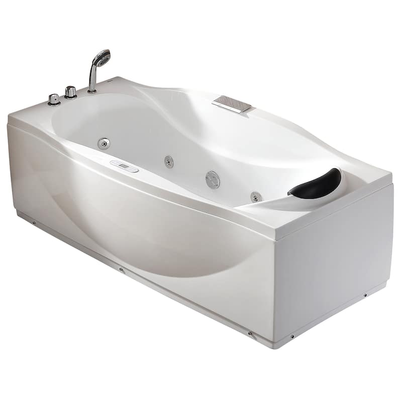 Eago AM189ETL-L 6 ft Left Drain Acrylic White Whirlpool Bathtub with Fixtures