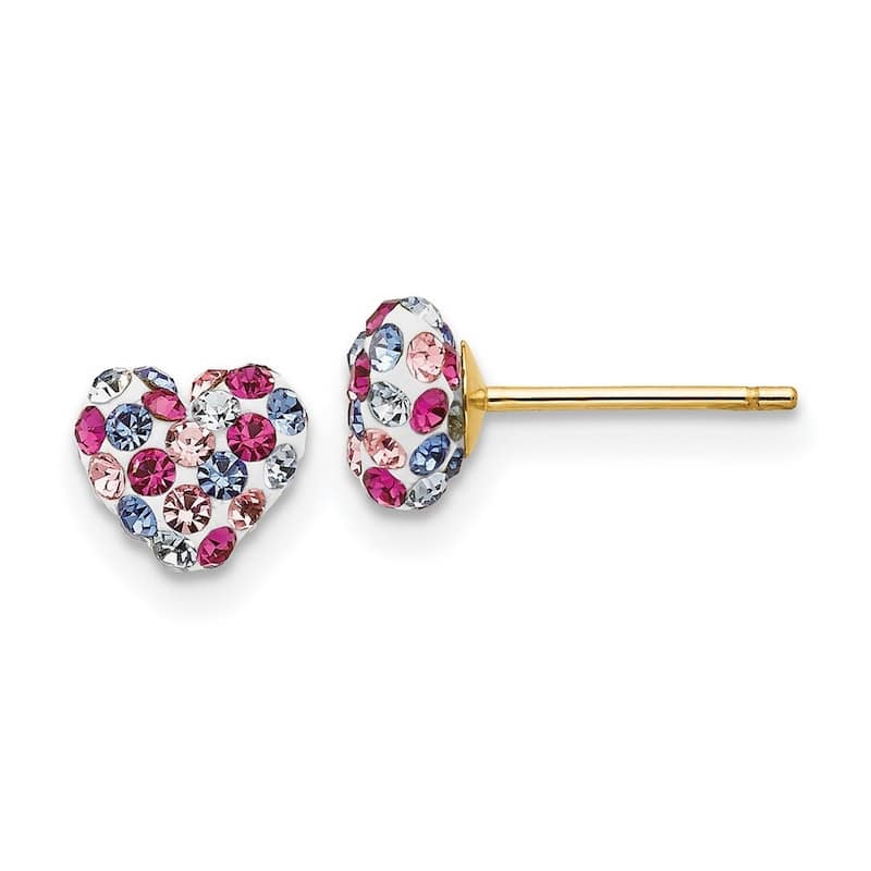 Curata 14k Yellow Gold Polished Multi-colored Crystal 6mm Heart Post Earrings