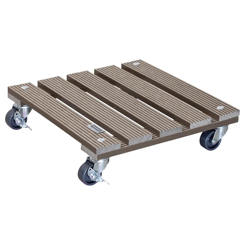 WAGNER design yourself 11.4" Square WPC Plant Caddy, Indoor/Outdoor, with Brakes - Taupe