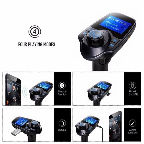 Wireless In-Car Bluetooth Fm Sender Radio Adapter Auto Display