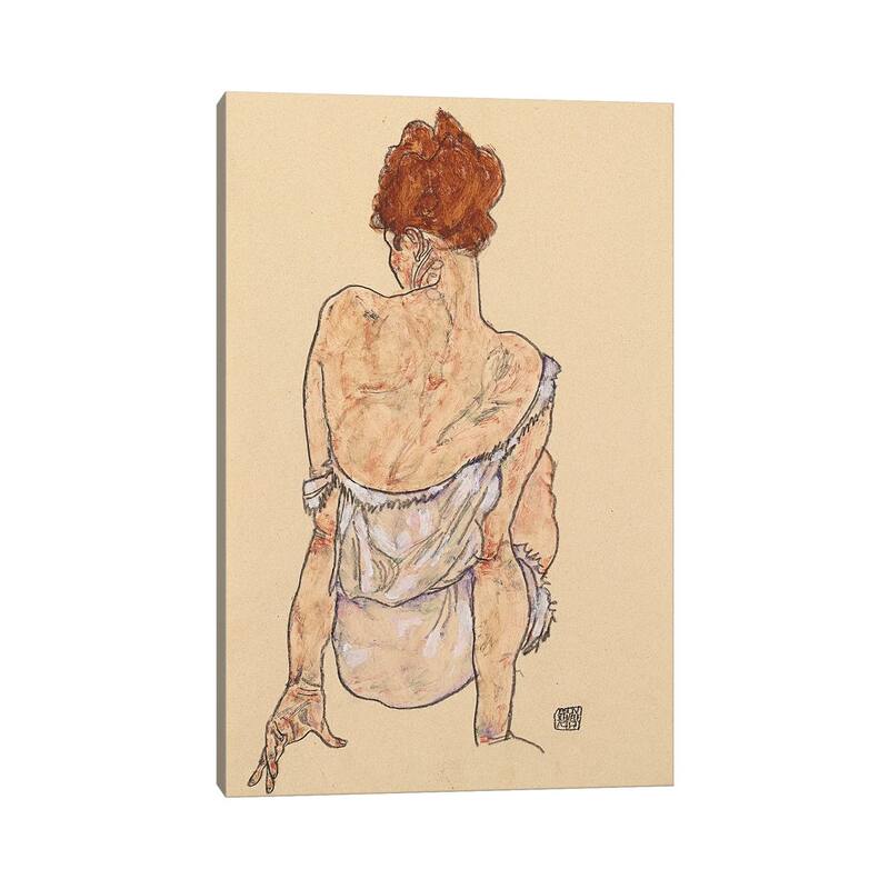 iCanvas "Seated Woman In Underwear, Rear View, 1917" by Egon Schiele Canvas Print