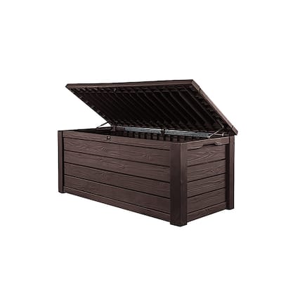 Keter Eastwood 150 Gallon Durable Resin Outdoor Storage Deck Box For Furniture and Supplies, Brown