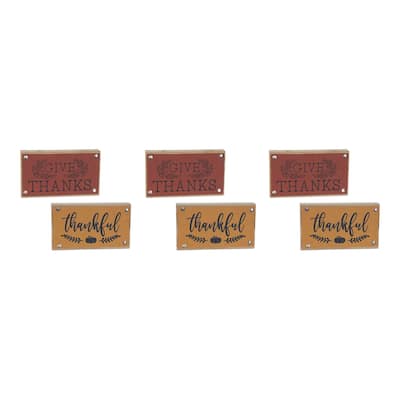 Set of 6 "Give Thanks" and "Thankful" Fall Harvest Wall Signs 7"
