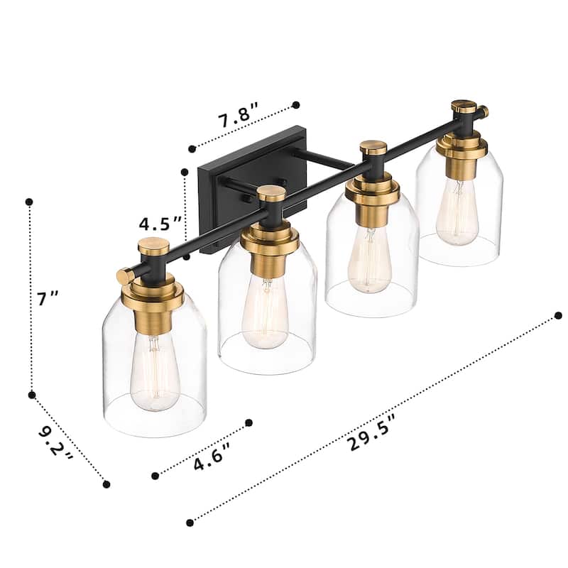 4-light Vanity Light, Wall Sconces, Bathroom Vanity Lights - ‎29.5"L x 9.2"W x 7"H