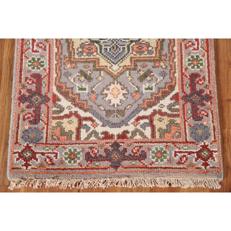 Gray Heriz Serapi Indian Accent Area Rug Hand-knotted Wool Carpet - 2'0"x 3'0"
