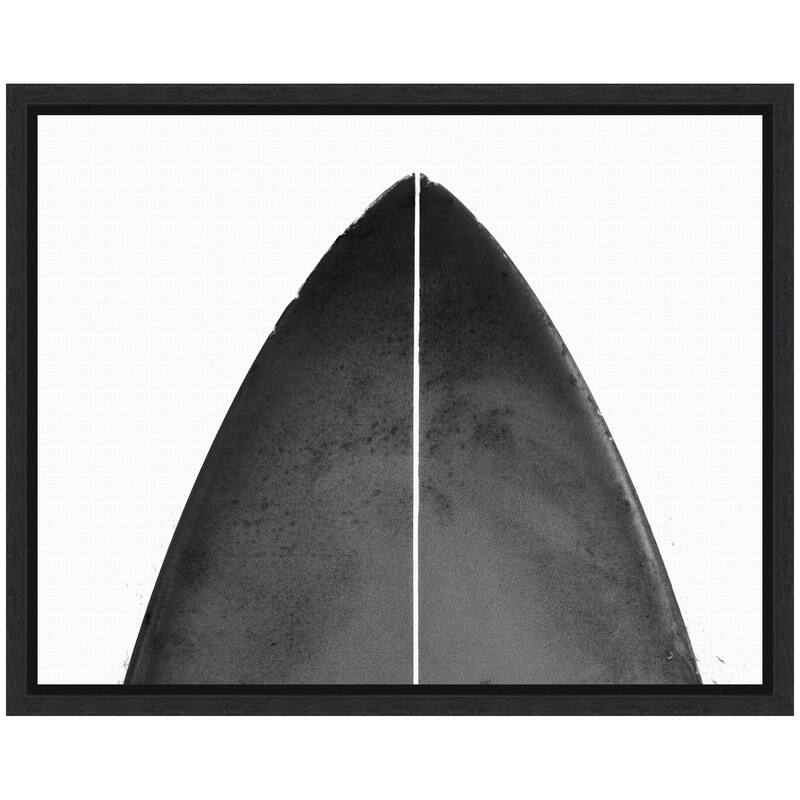 Kate and Laurel Sylvie Abstract Minimalist Coastal Black Surfboard Framed Canvas by Saint and Sailor Studios