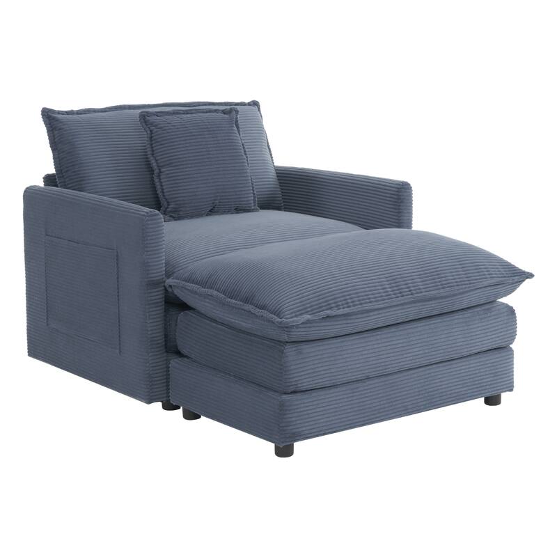 Roomfitters Compact L-Shape Sectional Sofa, Upholstered Corduroy Couch with Side Storage Pockets for Stylish Living Room