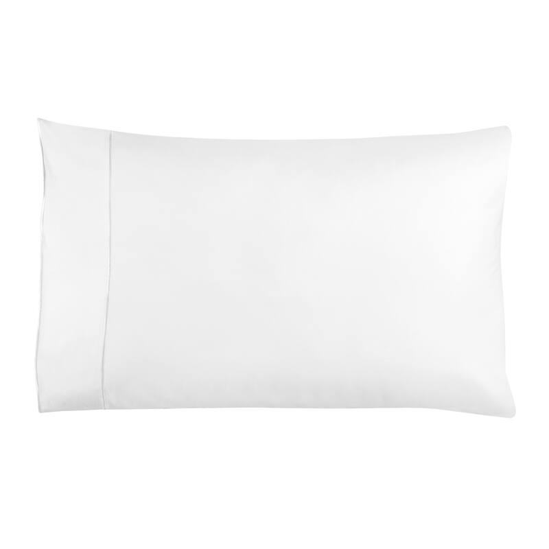 Home Sweet Home Collection 600TC Cotton Stripes Embroidery Edges Sheet Set & Pillowcases - 2pcs King Pillowcases - White