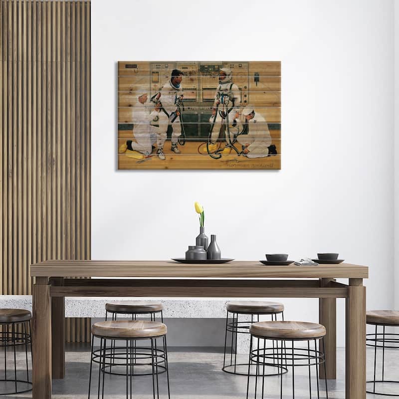 The Longest Step Print On Wood by Norman Rockwell - Multi-Color