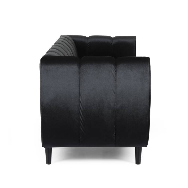 Black Velvet 3-Seater Sofa, 83x30x30 inches