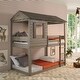 preview thumbnail 6 of 8, Rustic Twin Over Twin Bunk Bed with Built-in Ladder ,Guardrails Grey