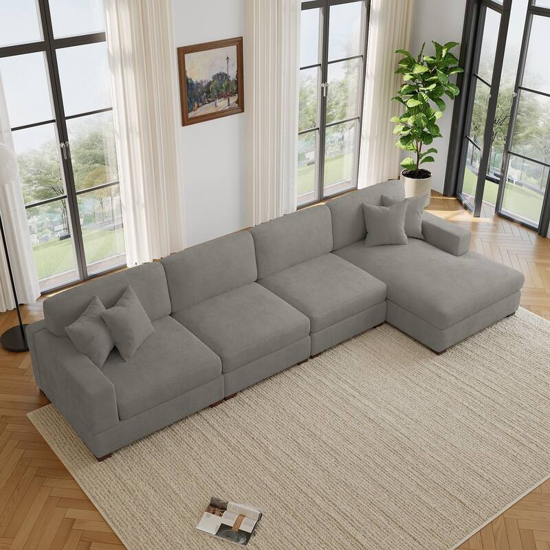 Oversized Modern Chenille L-shape Modular Sectional Sofa with Chaise