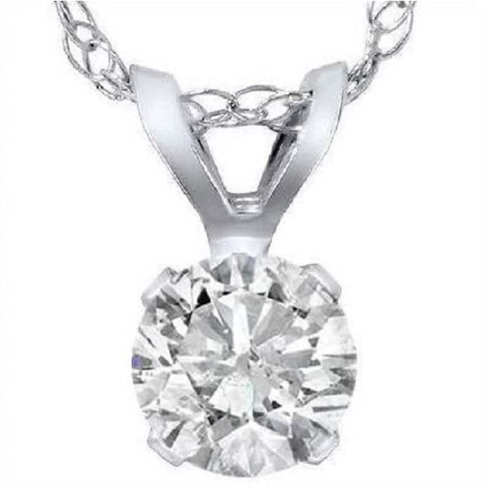 3/4ct Diamond Solitaire Pendant White Gold