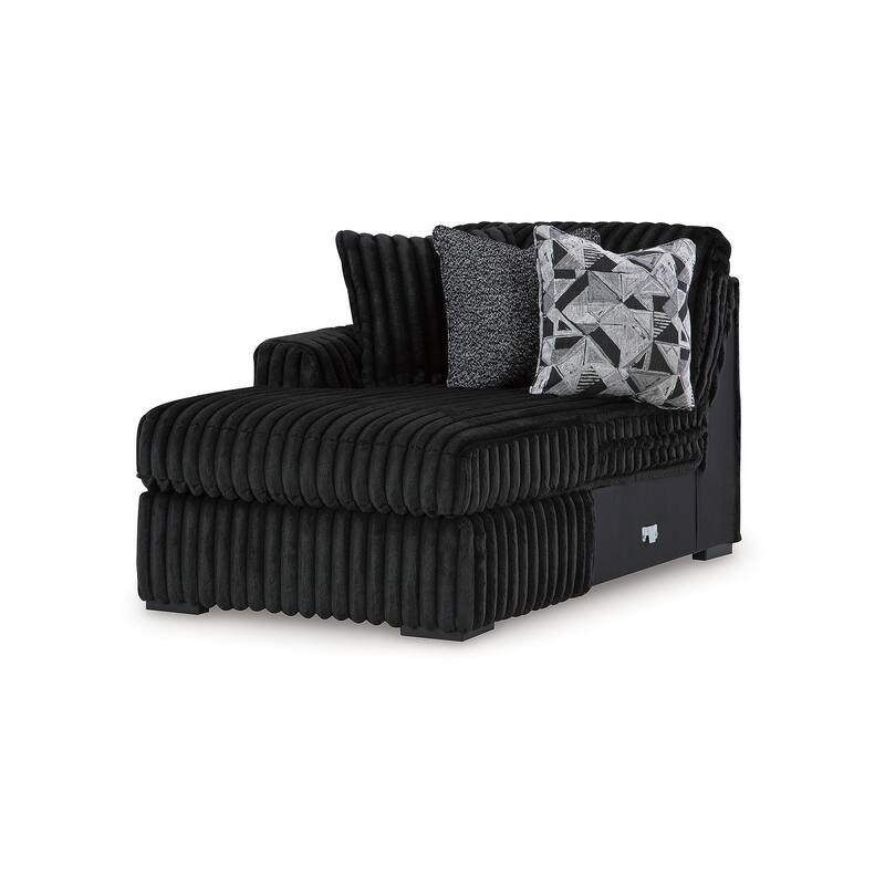 Signature Design by Ashley Midnight-Madness Black 3-Piece Sectional with Chaise - 190" W x 65" D x 40" H